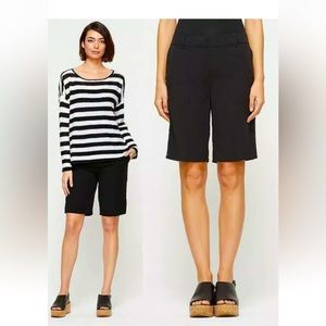 158.00 NWT EILEEN FISHER XS BLACK LONG SHORTS NICE DESIGNER SHORTS